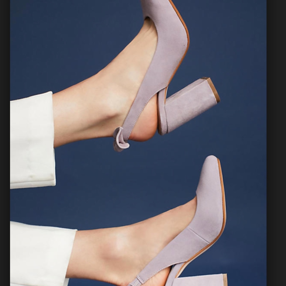 Anthropologie Slingback Bow Heels Lavender Lillac